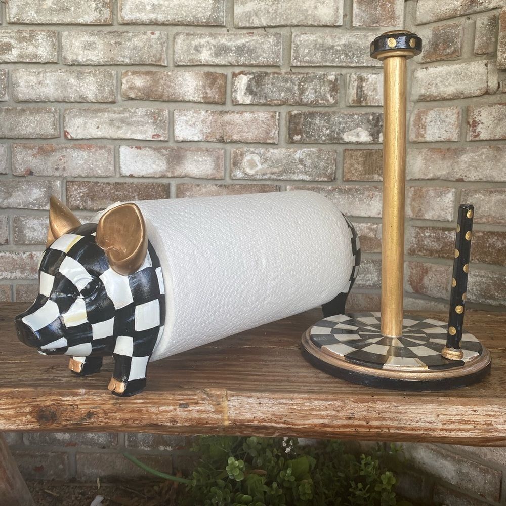 Pig Paper Towel Holder hand painted